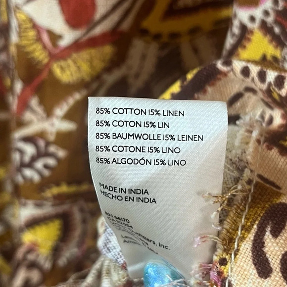 NWT PILCRO Boho Fall Colorful Puff Sleeve Cotton Linen Blend Tunic Dress - Picture 15 of 15